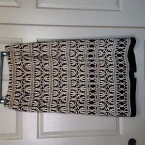 Talbot's Woman pure silk black and scroll print long maxi skirt size 14W